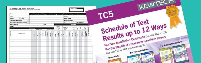 TC5 Shedule of Test results 12 Ways | Kewtech