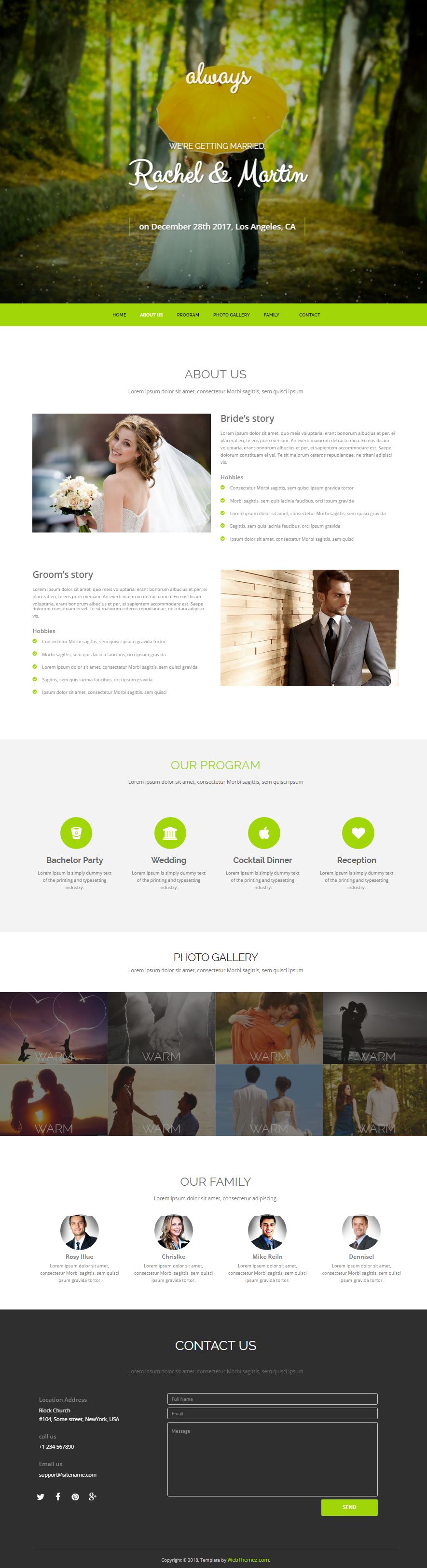 HTML Bootstrap Wedding Website Template Free Download WebThemez