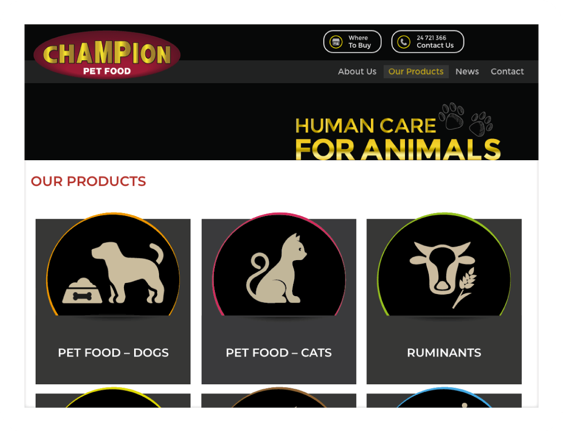 Champion Pet Food Custom site Design  Theoria™