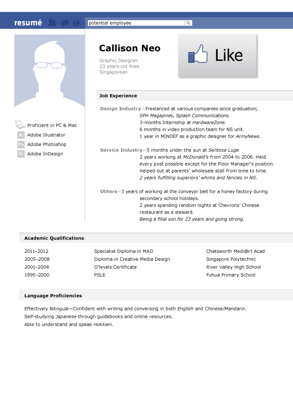 modele cv facebook CV Anonyme