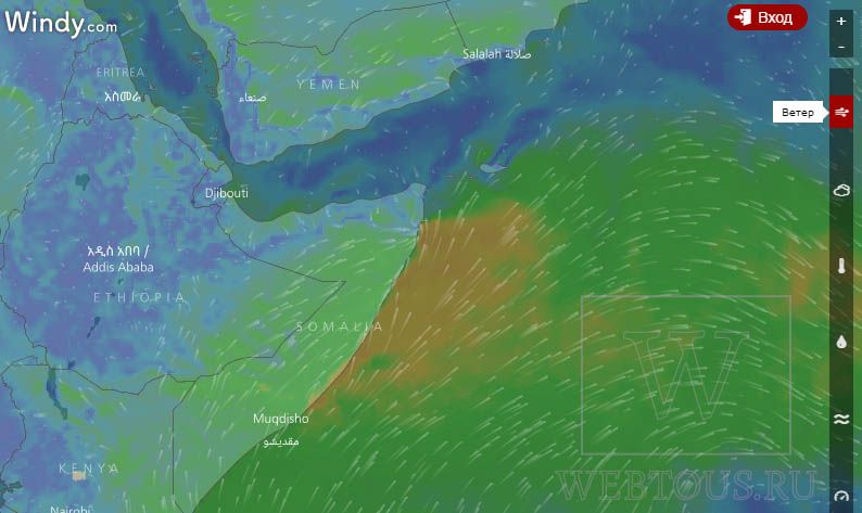 Глобальная карта ветров онлайн