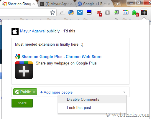 Quickly Share Any Webpage to your Google+ Stream [Chrome