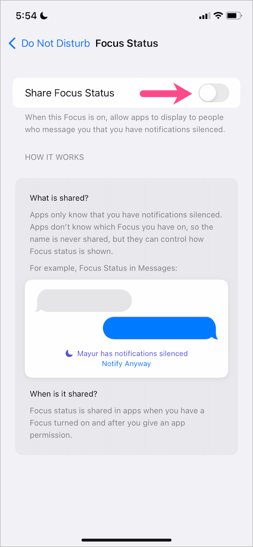 What is Focus Status in iOS 15 and How to Turn It Off