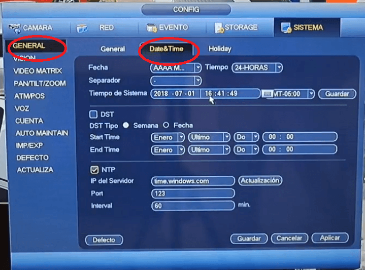 Configuración de hora y fecha en DVR Saxxon o Dahua paso por paso