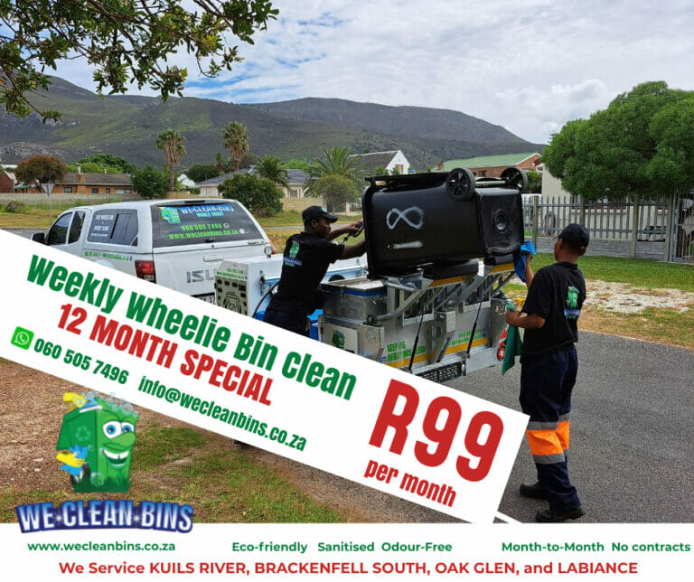 Weekly Wheelie Bin Clean R99 per month We Clean Bins