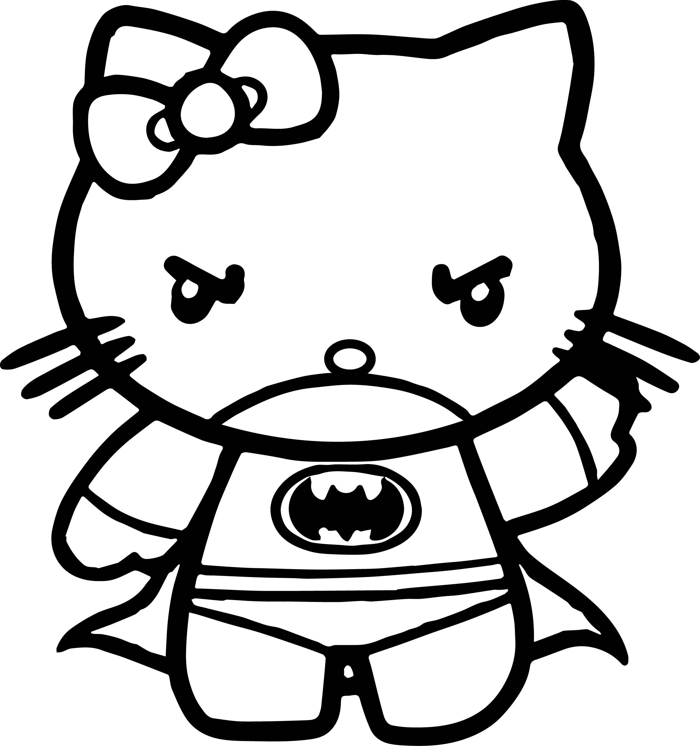 Bat Woman Hello Kitty Coloring Page