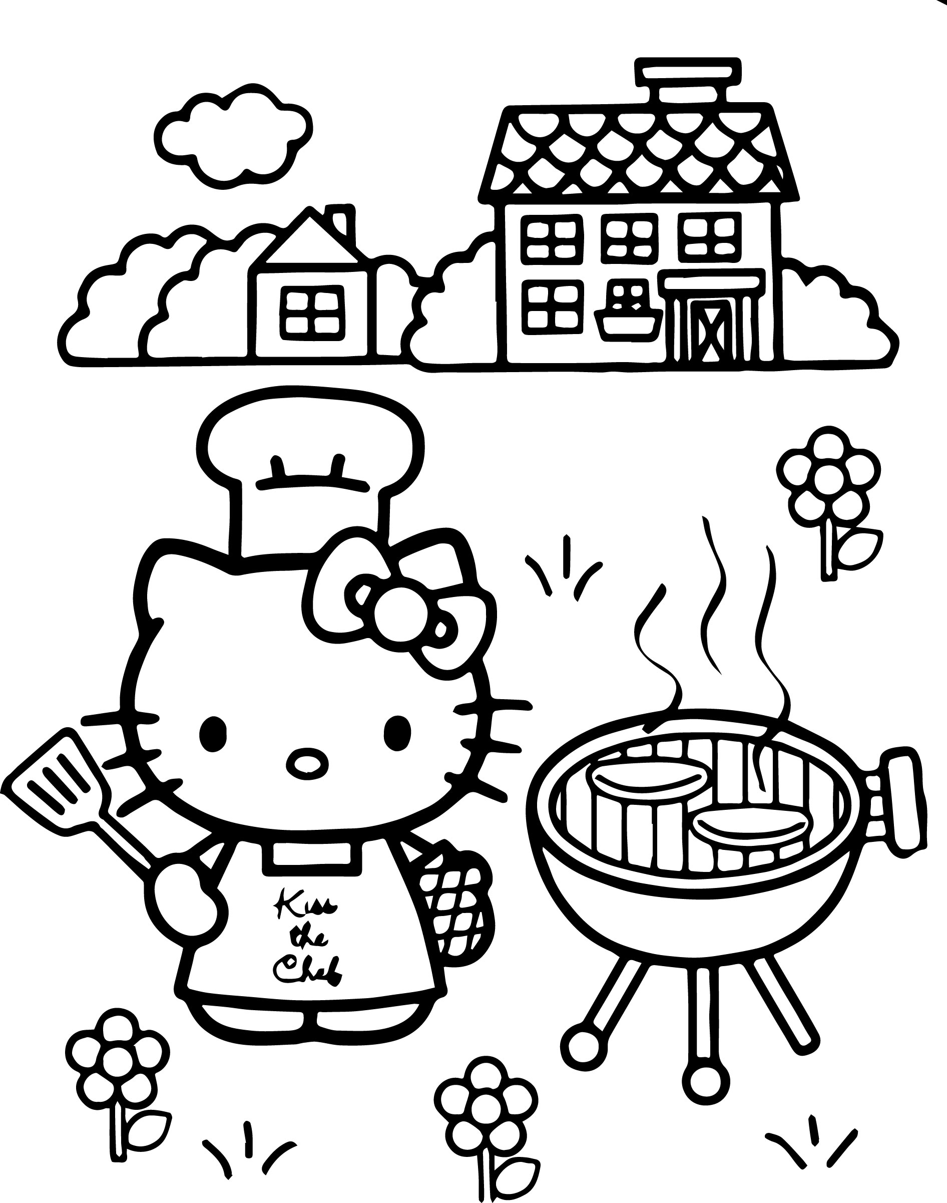 Hello Kitty Chef Coloring Page