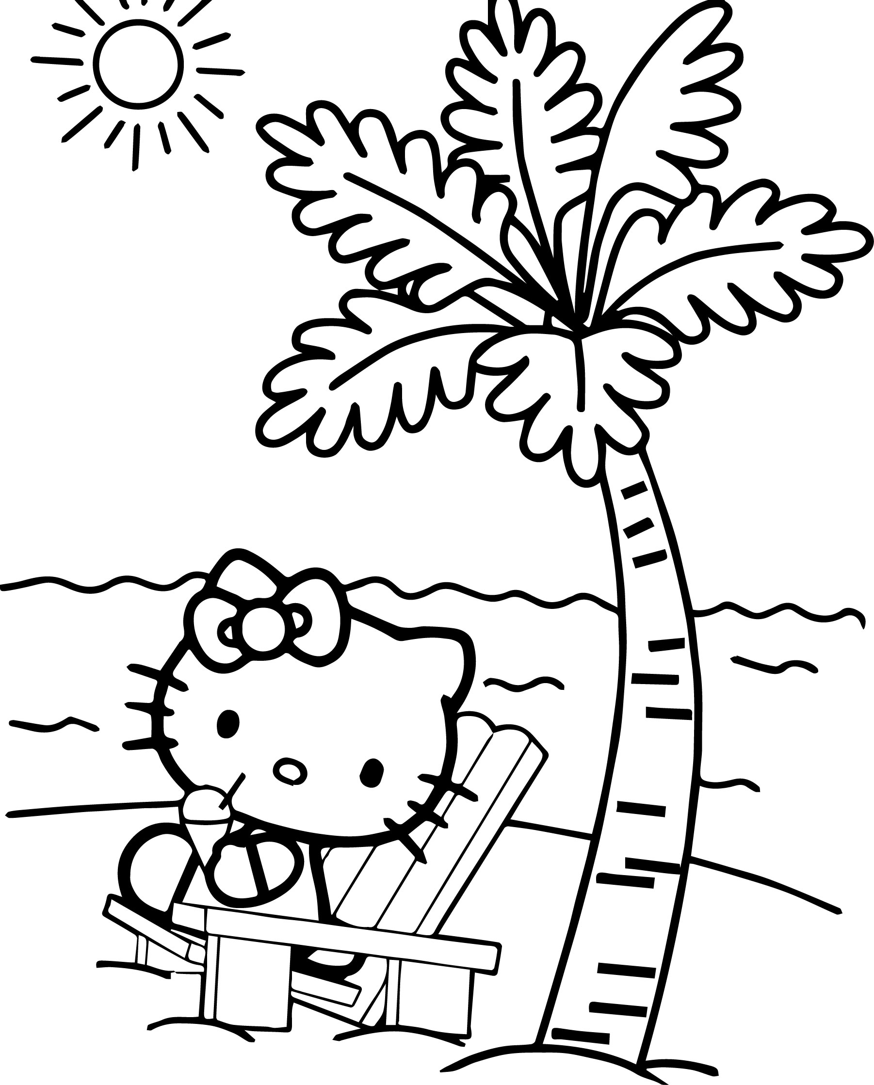 Hello Kitty Playing At Beach Coloring Page