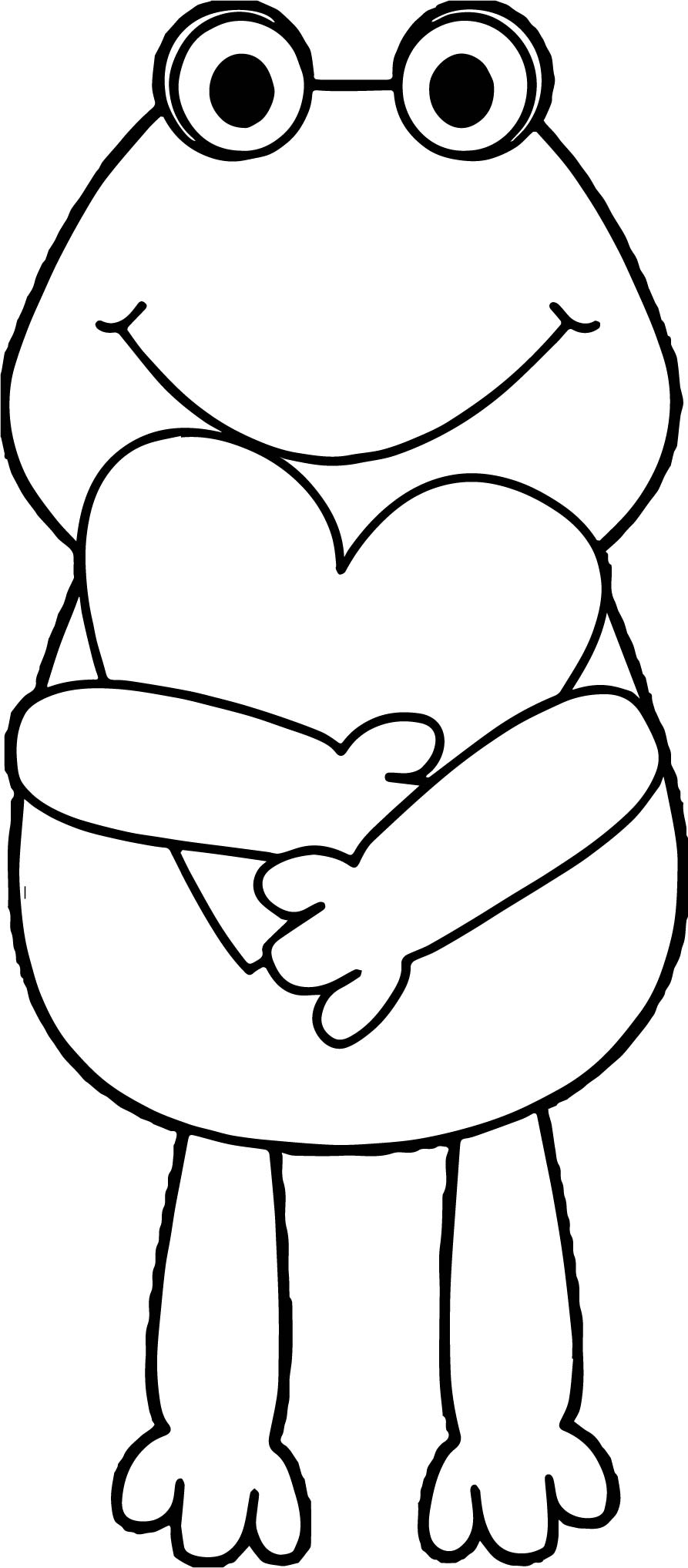Frog Holding Heart Coloring Page