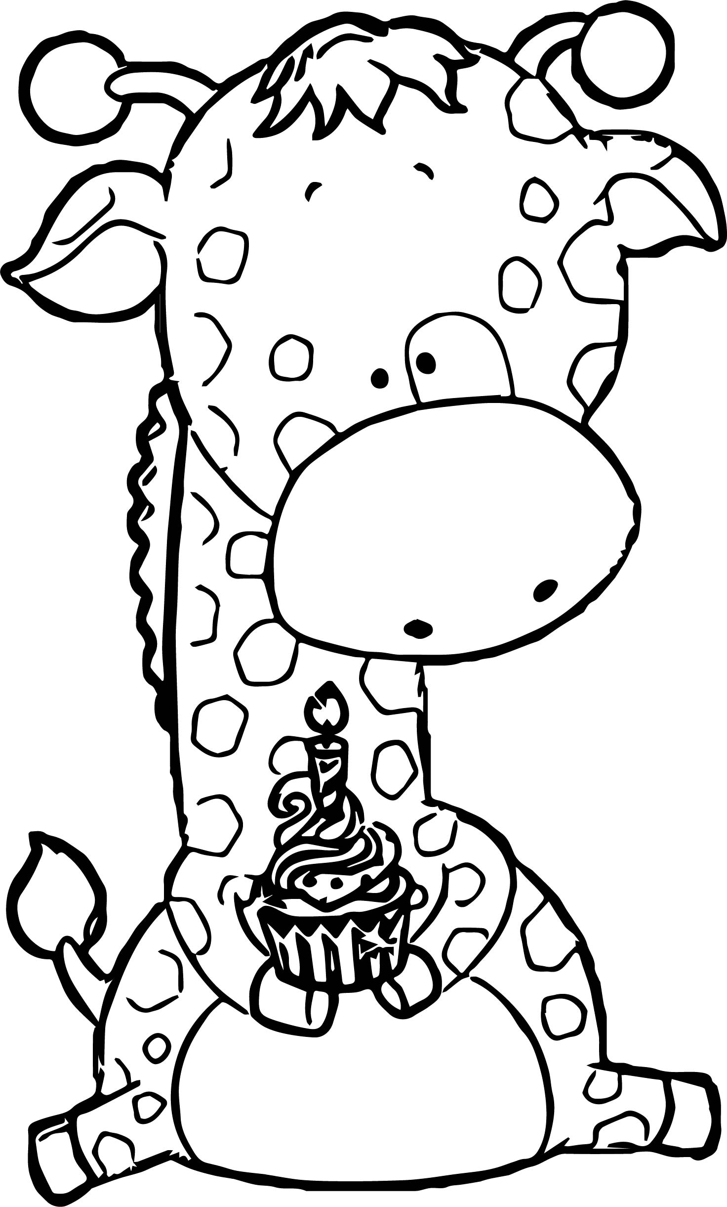 Giraffe Cupcake Birthday Coloring Page