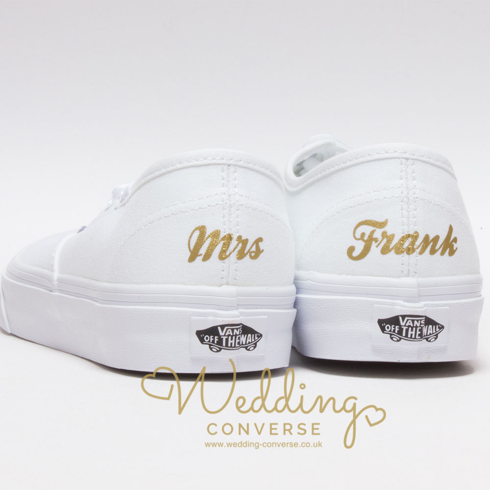 Custom Vans with Custom Text on the Heels l WeddingConverse.co.uk