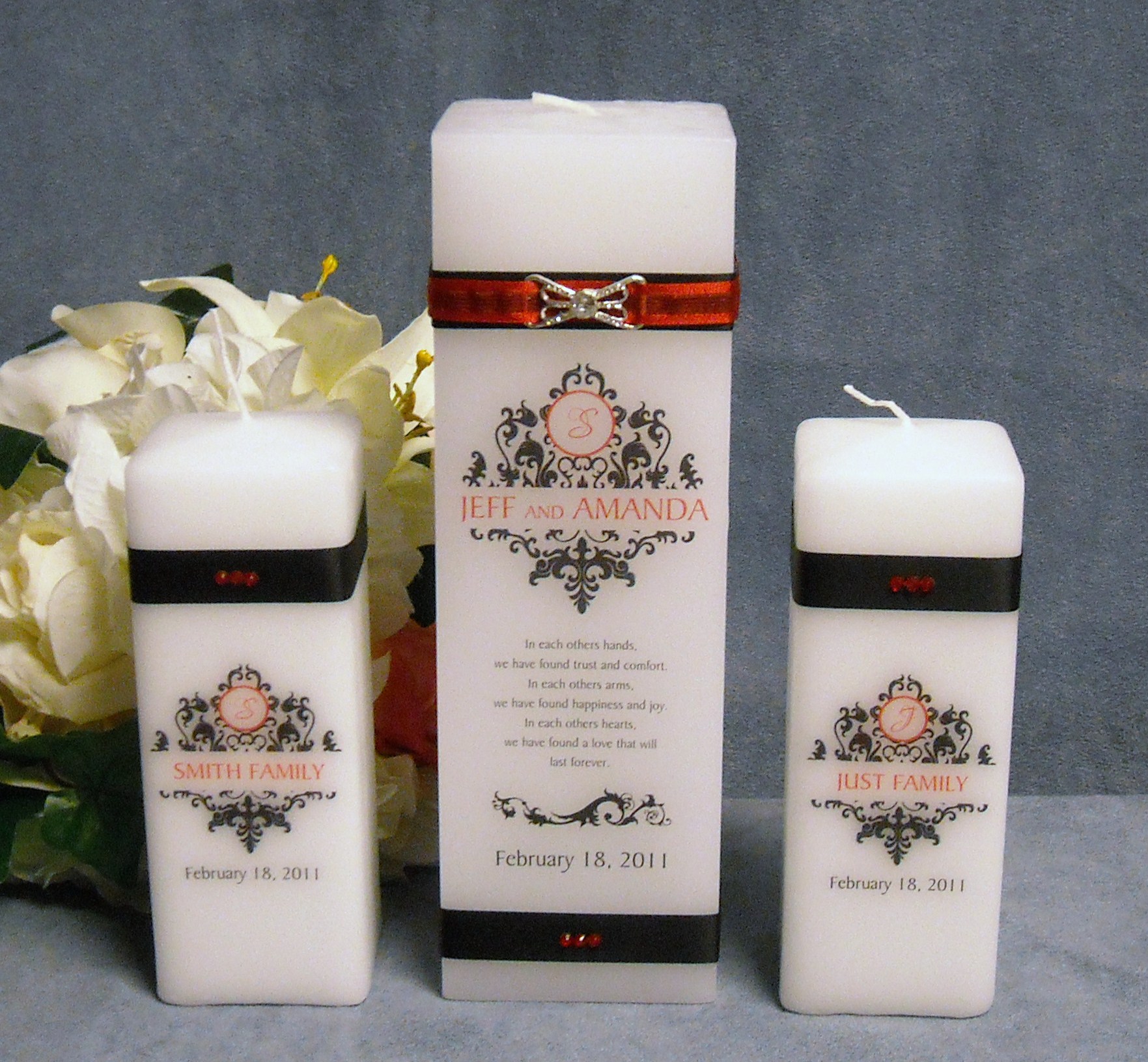 Personalized Square Unity Candle Wedding Favours Canada Online
