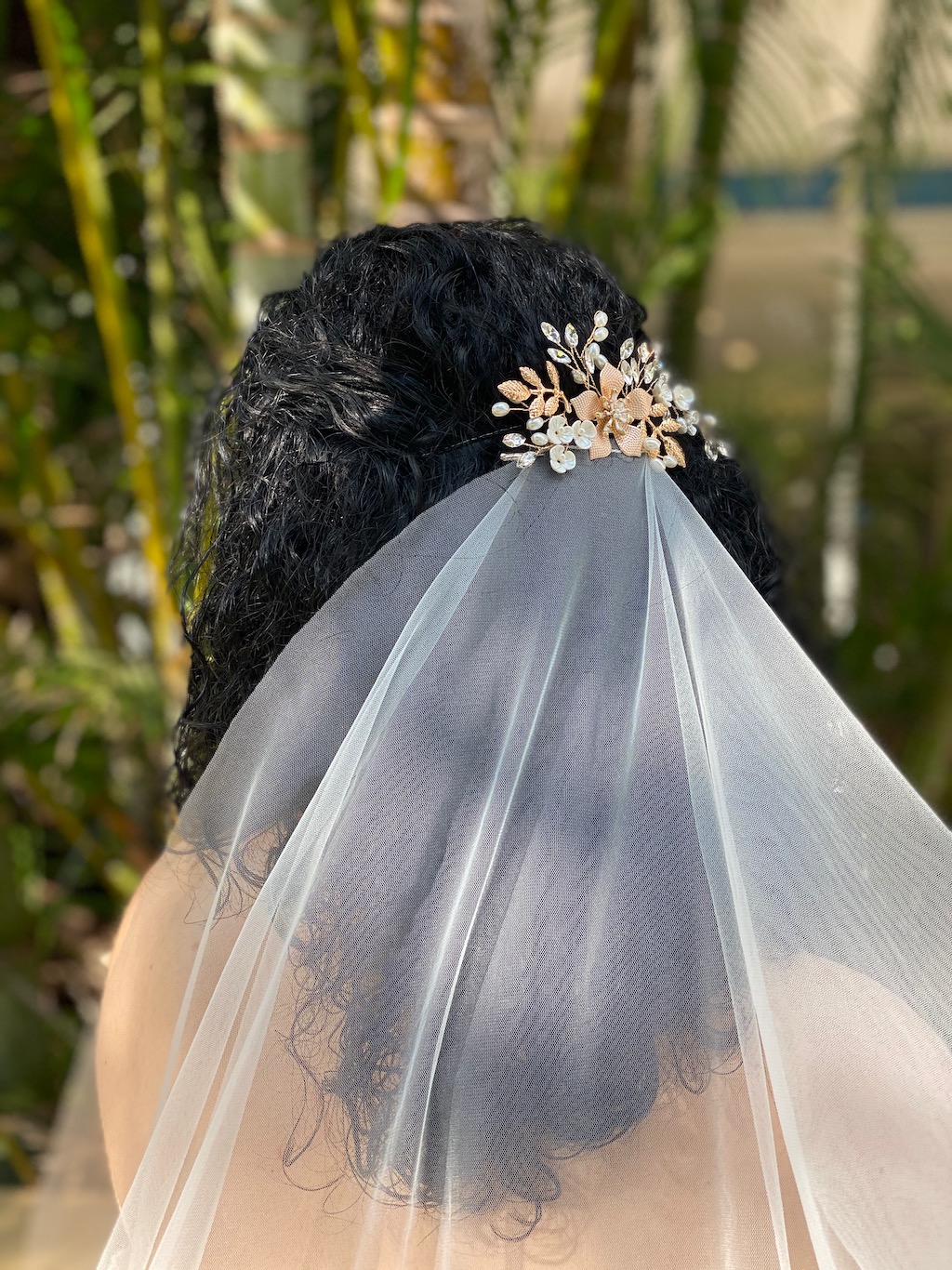 Autumn Rose Gold Headpiece Wedding Veils