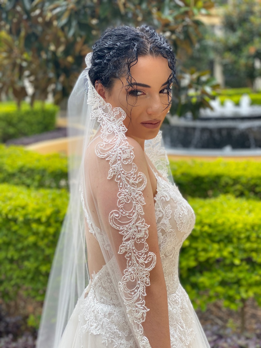 Grace Beaded Lace Veil Wedding Veils