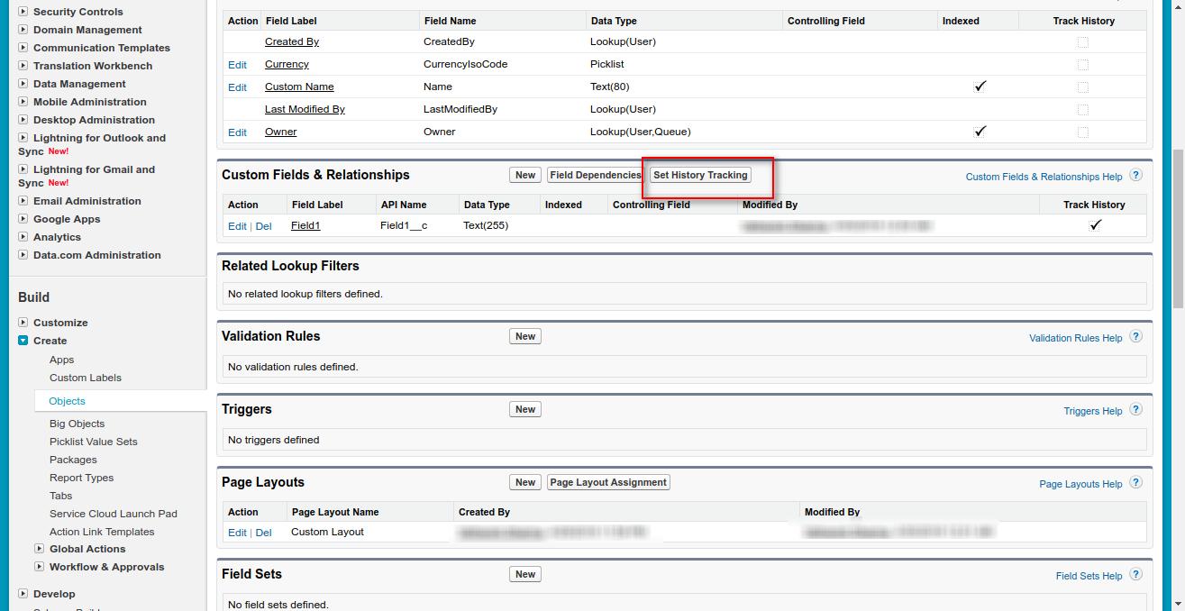 Field Tracking in Salesforce Standard and Custom Objects
