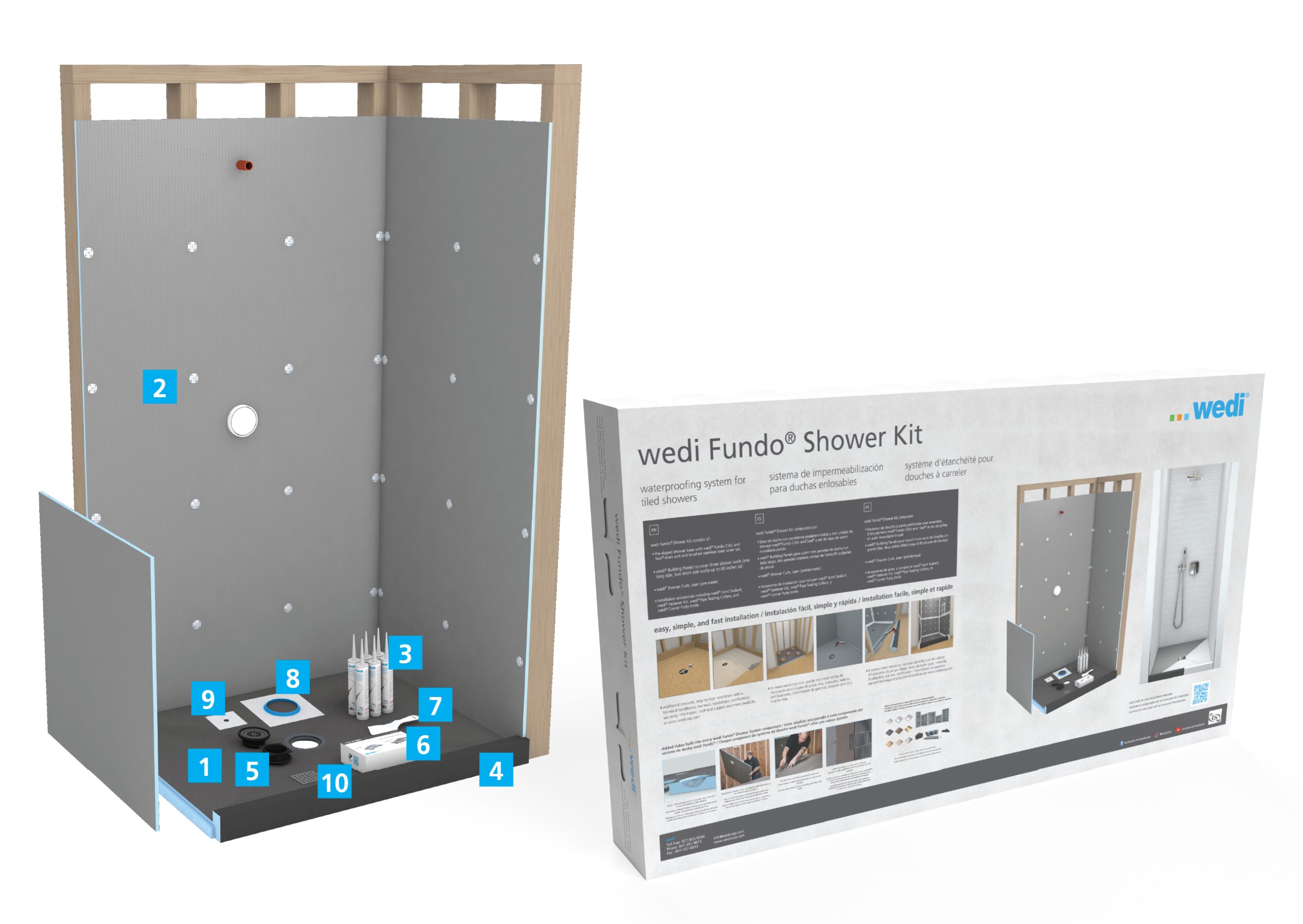 wedi Fundo Shower Kit Curbed Point Drain Shower Design wedi America