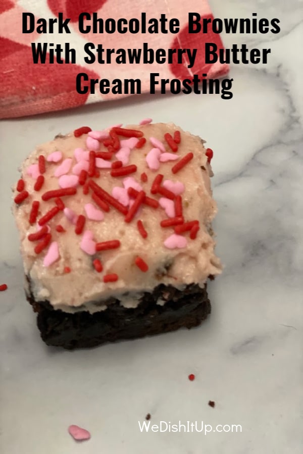 Dark Chocolate Brownies With Strawberry Buttercream Frosting