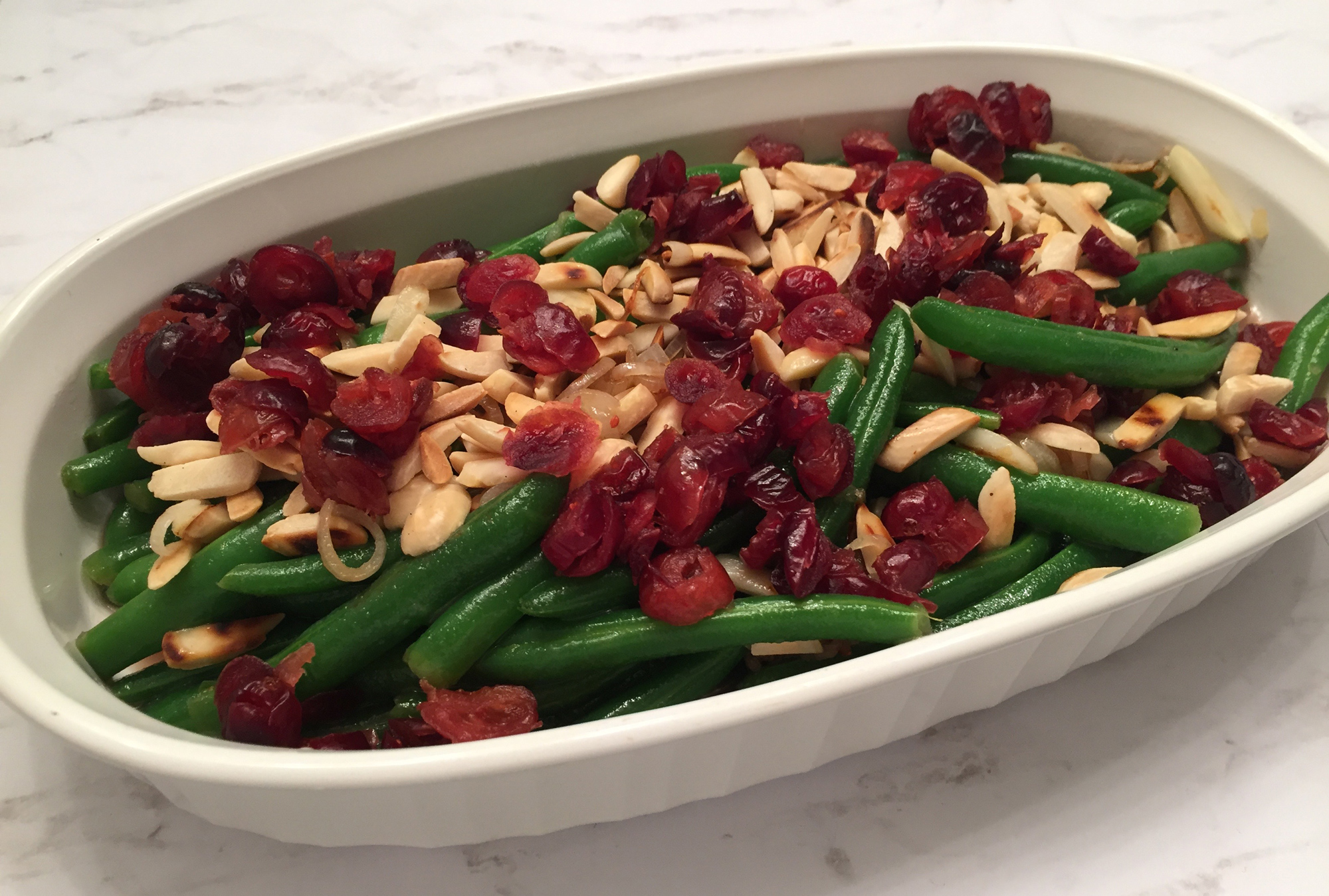 Green Beans with Almonds and Cranberries Wed to a Chef