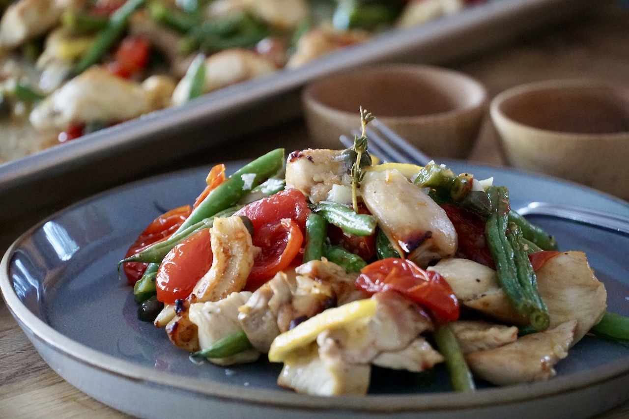 Chicken Piccata Sheet Pan Dinner Weekend at the Cottage