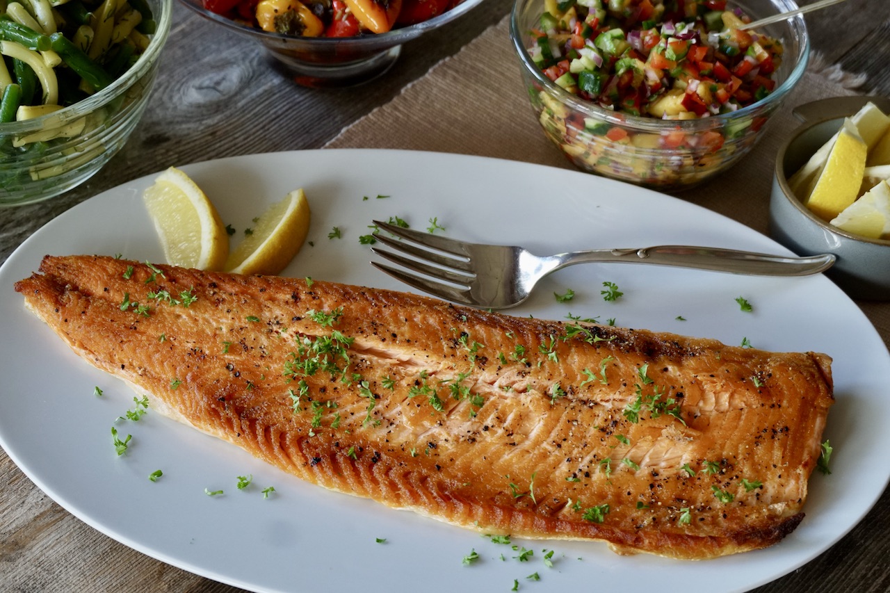 Seared Arctic Char with Fresh Peach Salsa