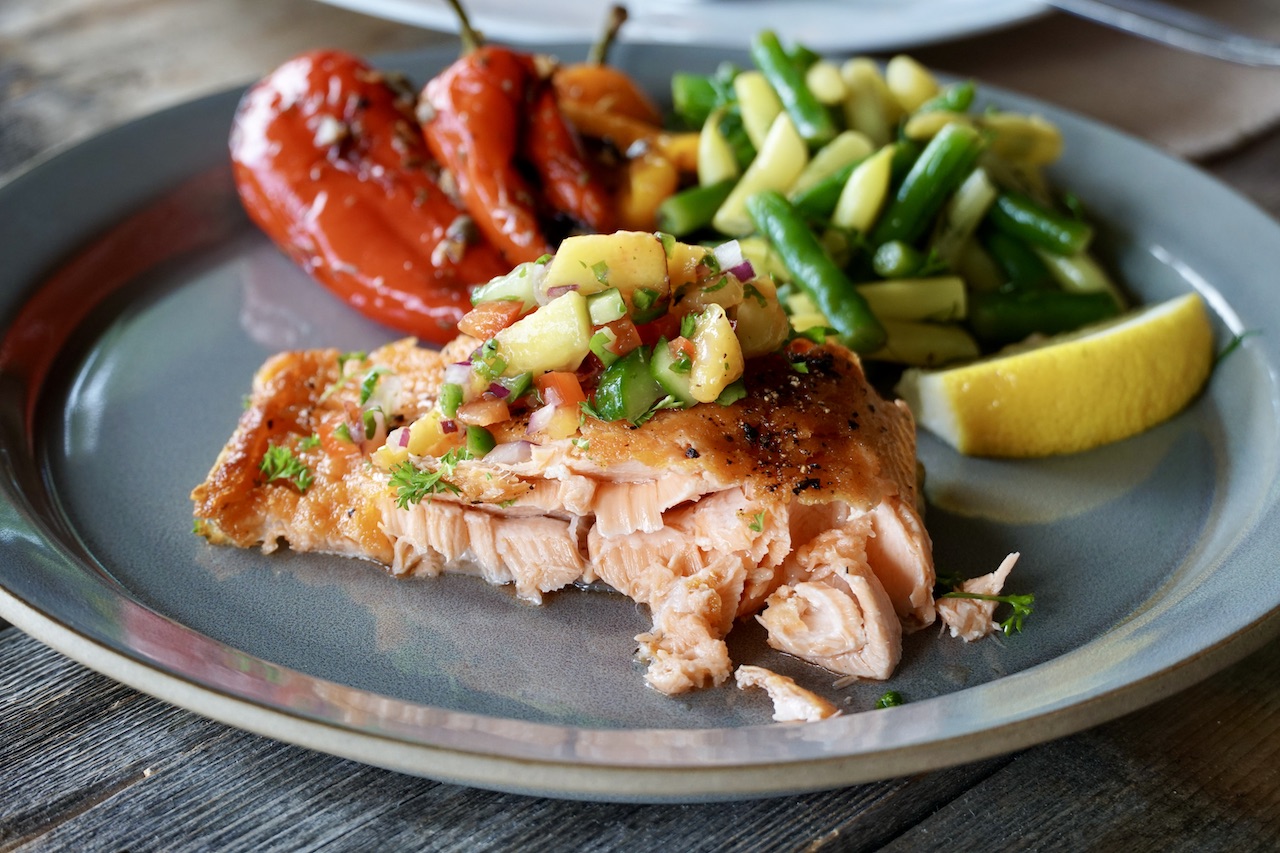 Seared Arctic Char with Fresh Peach Salsa
