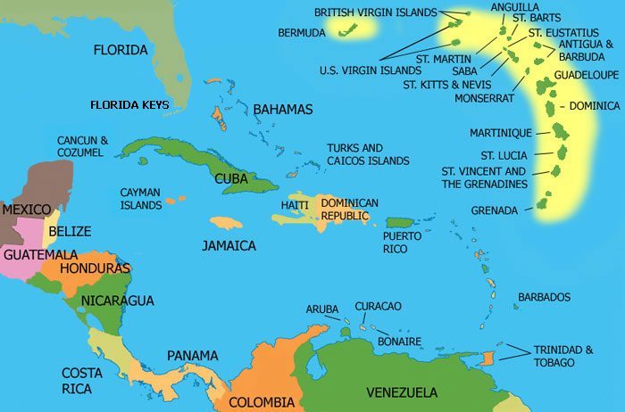 Caribbean Islands Map With Names Ultimate Honeymoon The Caribbean for Free with British Airways Avios