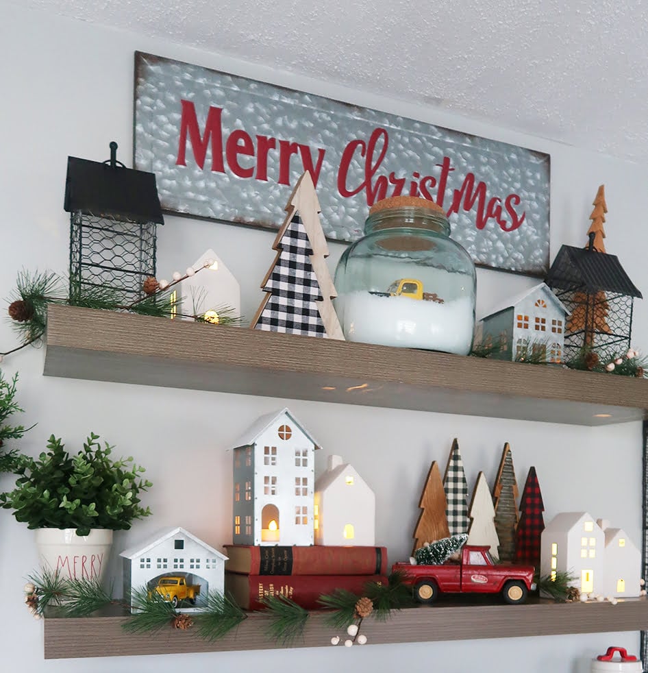Decorating Floating Shelves for Christmas Weekend Craft