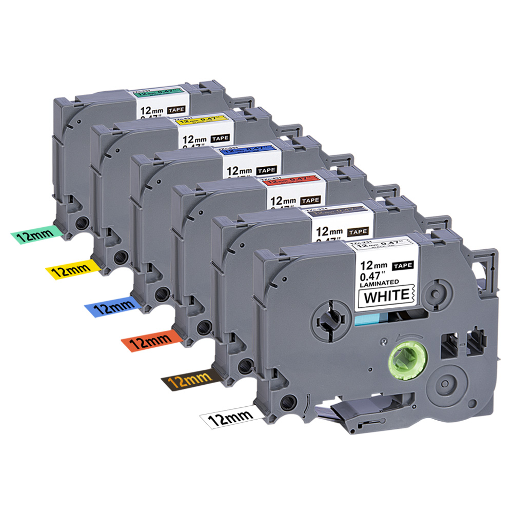 TZe231 Label Tape, 1/2 In. Black On White PTouch Label Tape WEEMAY