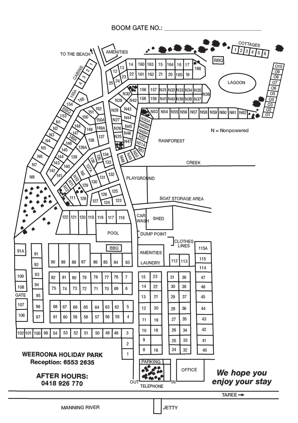 Campsites powered and unpwered at Weeroona Holiday Park