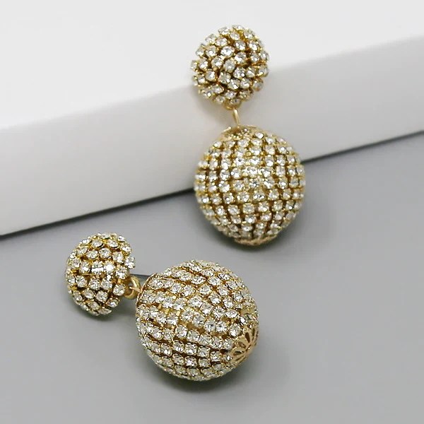 Pave Disco Ball Drop Earrings Weezie D.