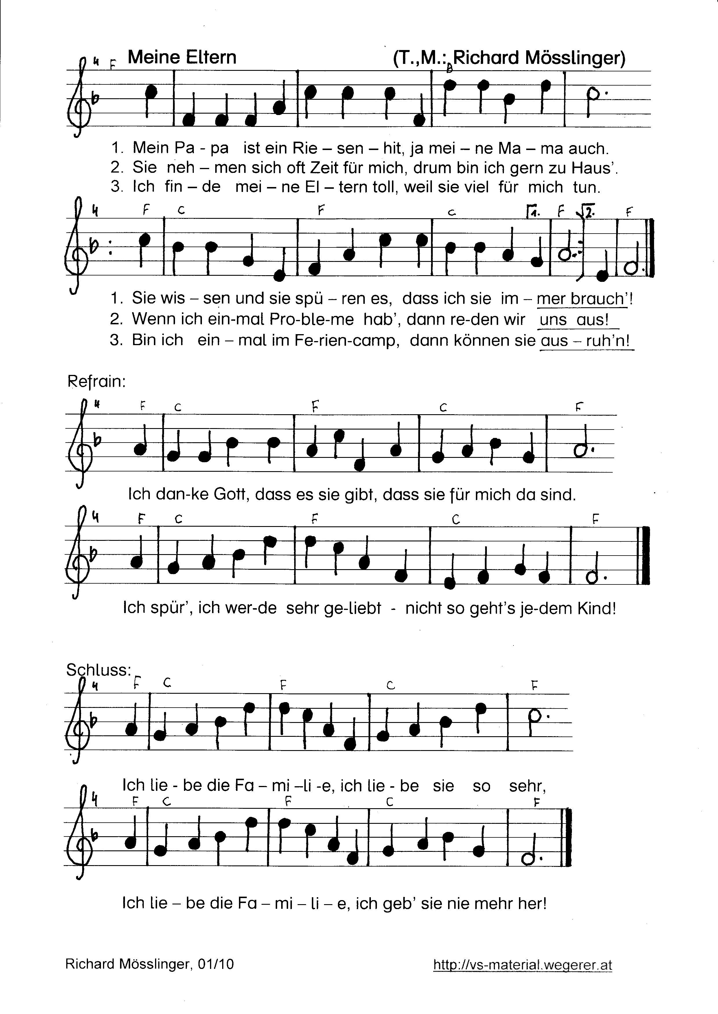 Musik in der Volksschule & Grundschule / Lieder und Noten
