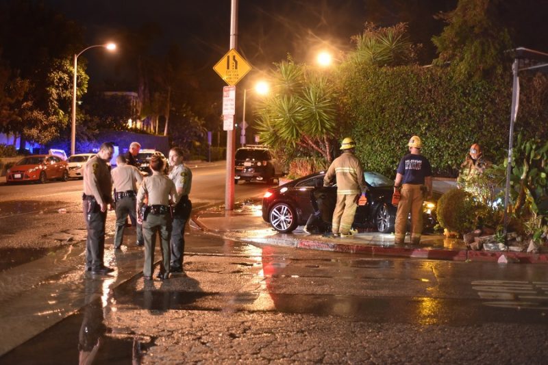 Car Crash Creates Fountain on Fountain and Confusion Among Law