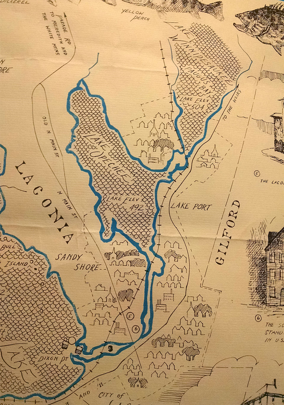 Large Winnisquam Map WEIRS BEACH WHERE LAKE WINNIPESAUKEE BEGINS