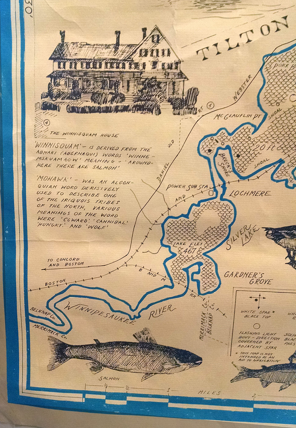 Large Winnisquam Map WEIRS BEACH WHERE LAKE WINNIPESAUKEE BEGINS