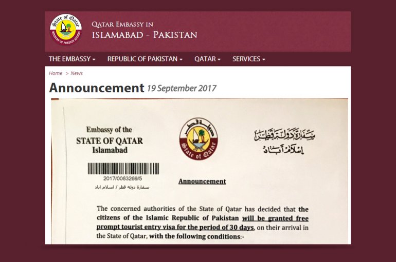 Pakistanis eligible for free visa on arrival in Qatar