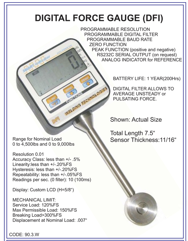 Solid Stem Weld Force Gauge