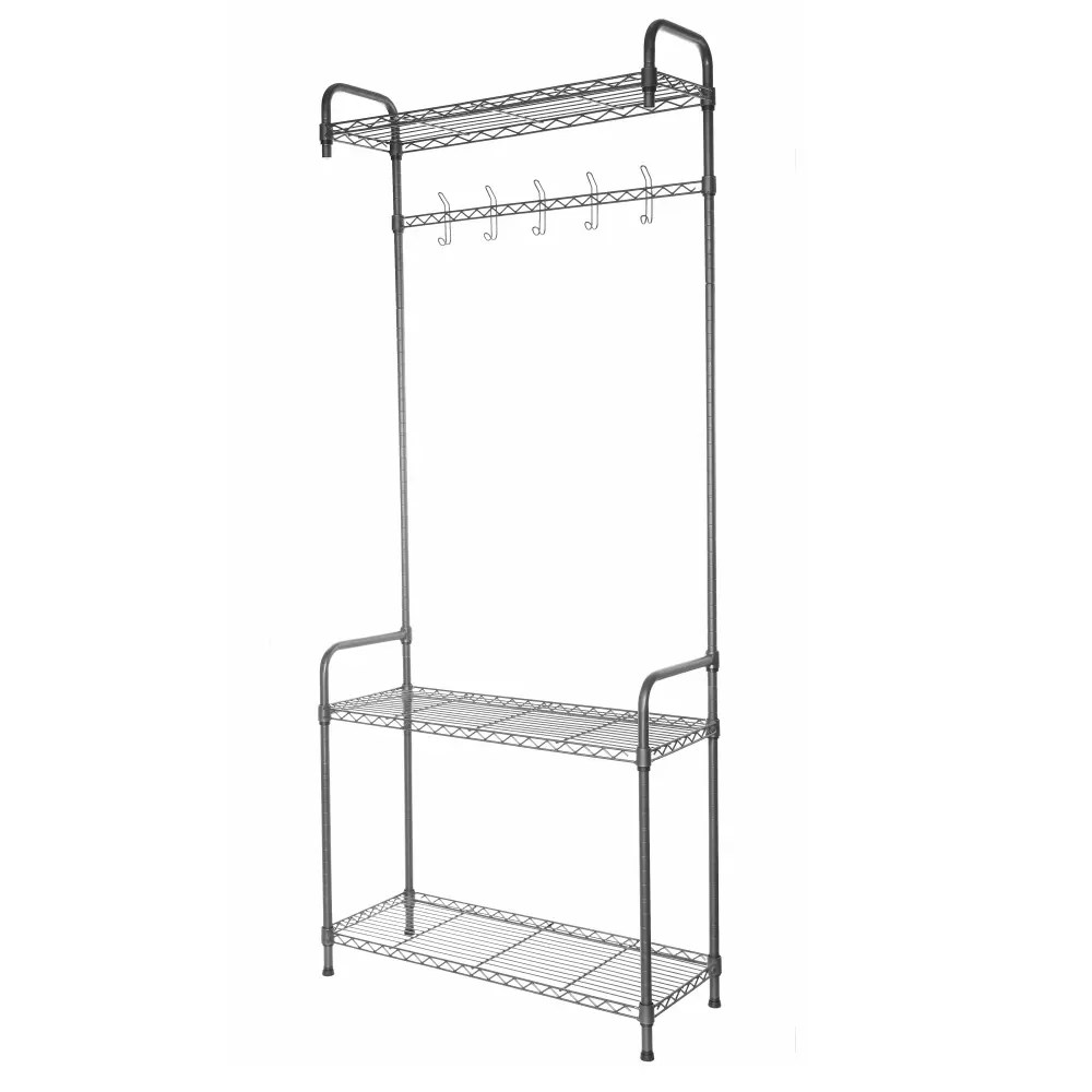 Black Powder Coated Adjustable Metal Wire Clothes Garment Rack