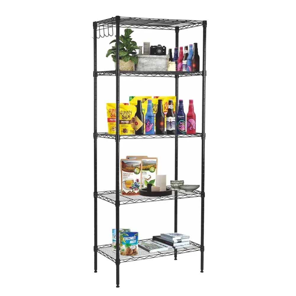 nsf certified black epoxy coated 5 tiers storage wire rack thicken