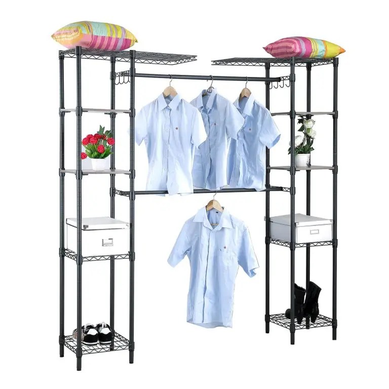 Durable Space Save Extendable heavy Duty Double Pole Closet Rack Steel