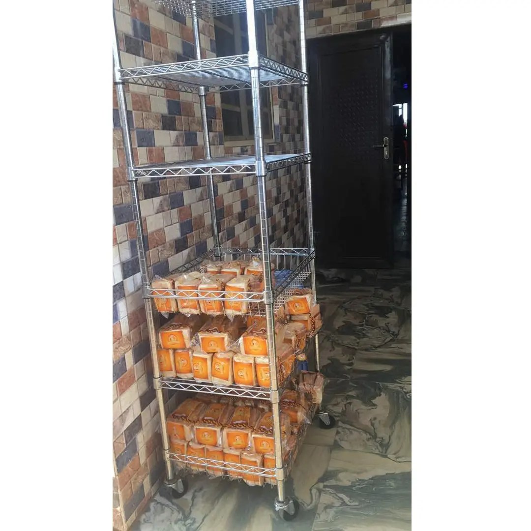 6tiers wire basket shelves display rack for food bread store storage