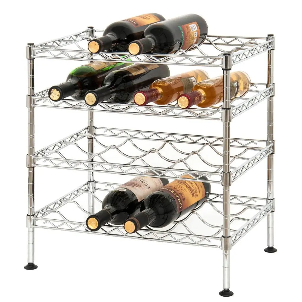 Table Top 4 Tiers Mini Wine Rack DIY Chrome Metal Wire Holder
