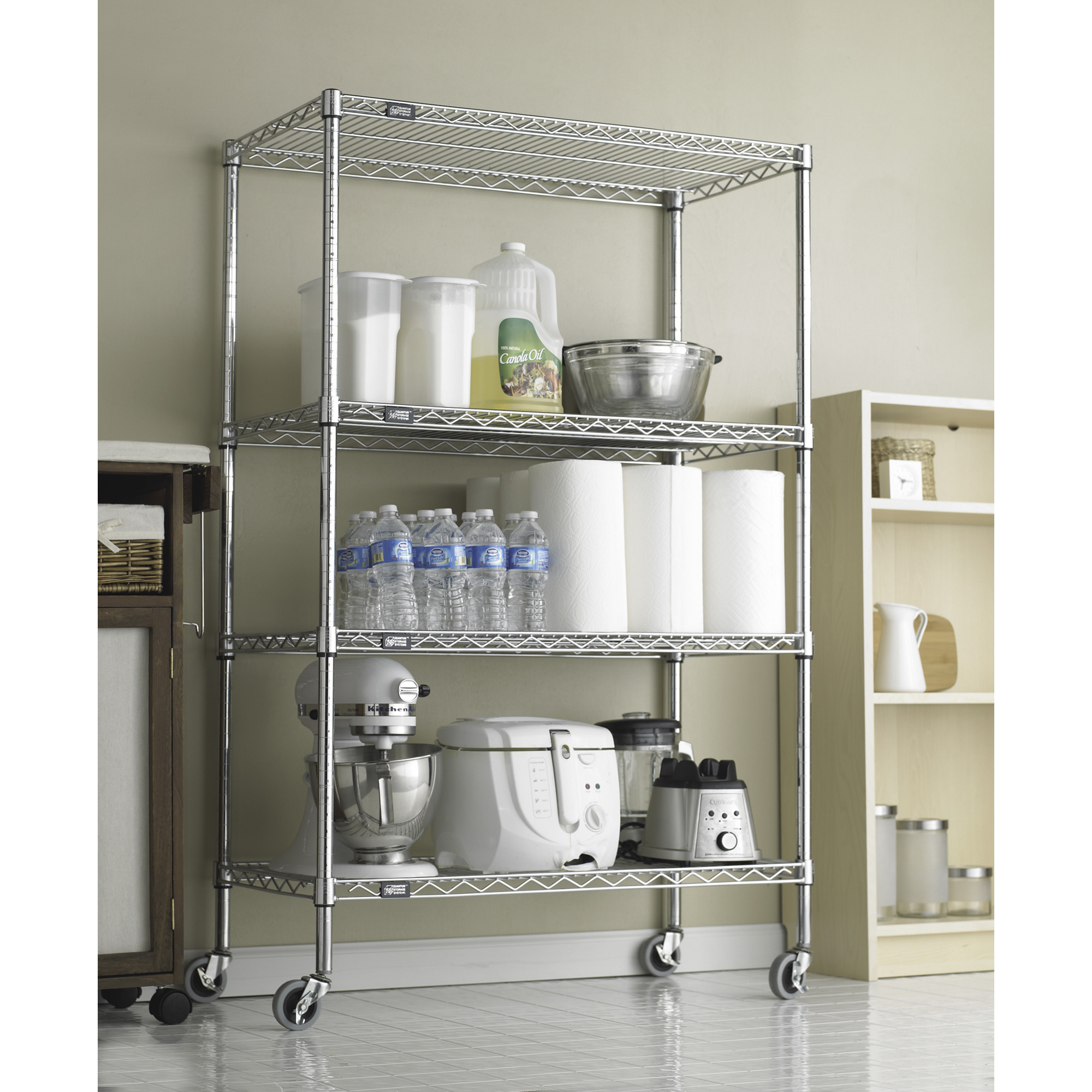 4Tier Hotel Restaurant Catering Kitchen Storage Chrome Wire Shelving