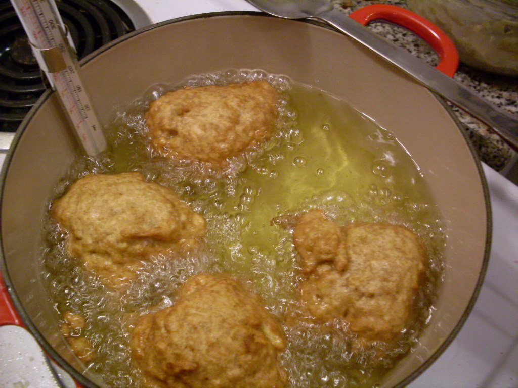 Buttermilk apple fritters Breakfast of bigboned champions. well fed