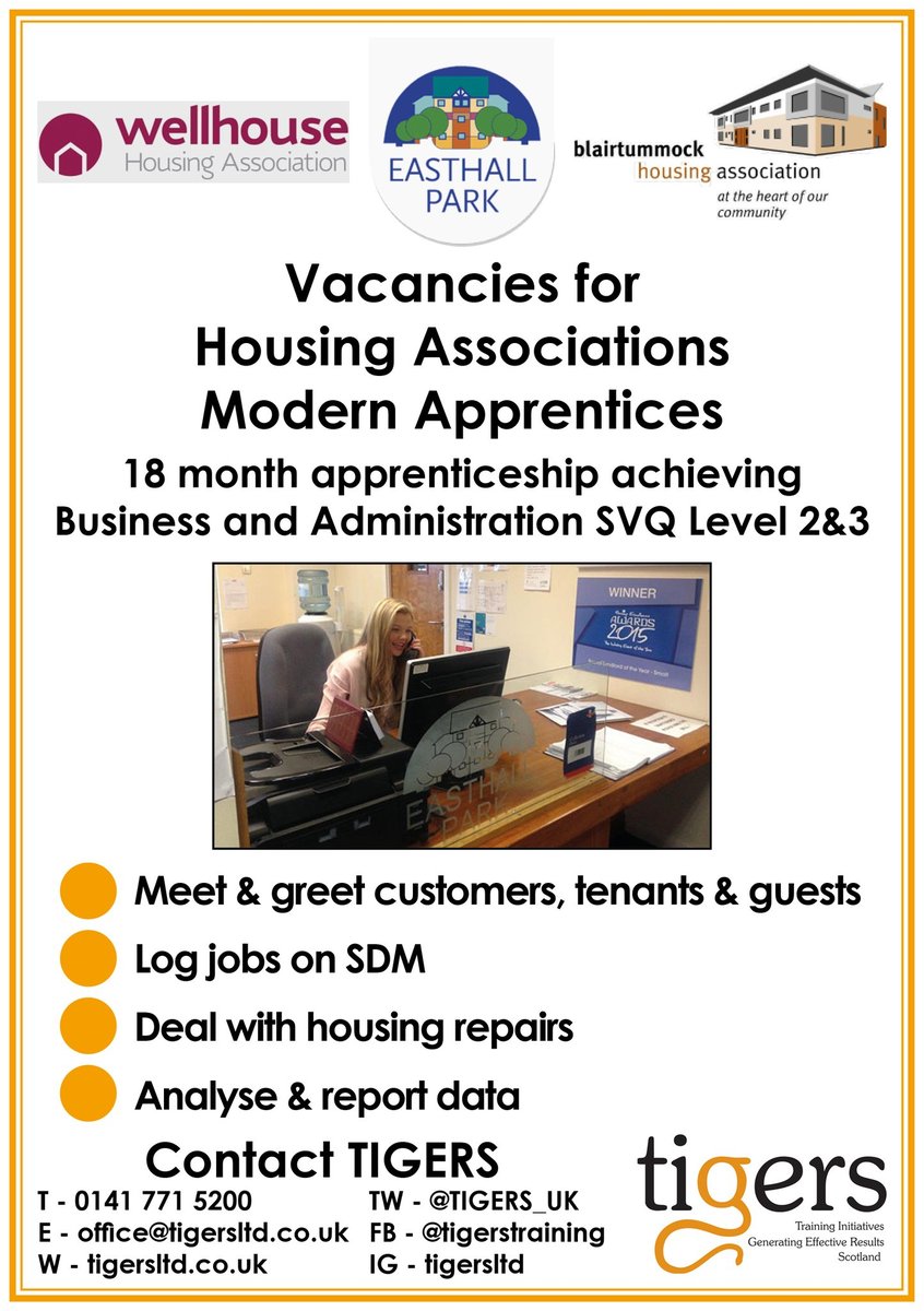 Vacancies for Housing Associations Modern Apprentices Wellhouse