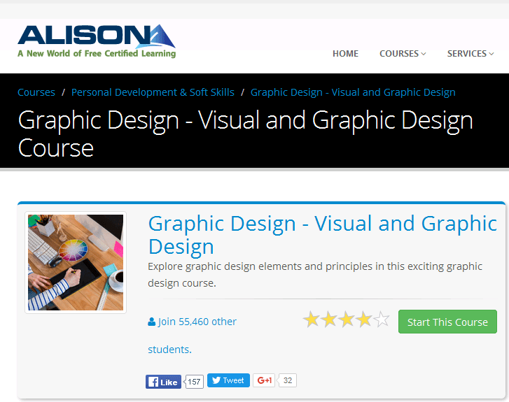 Review Alison Online Free Course, “Graphic Design Visual and