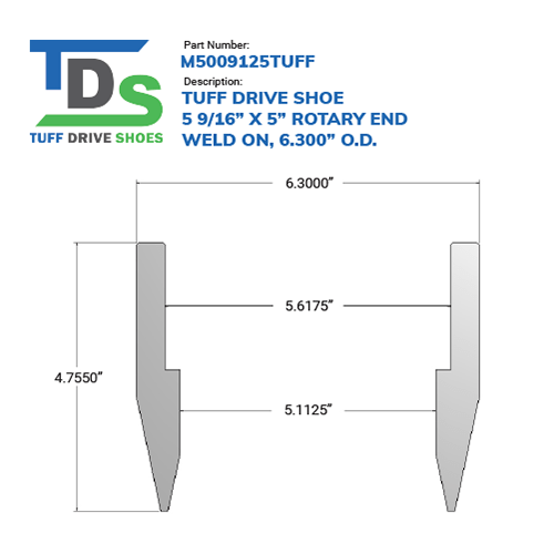 5" Drive Shoe, Rotary, Weld On Rotary Drive Shoes, Weld On Drive