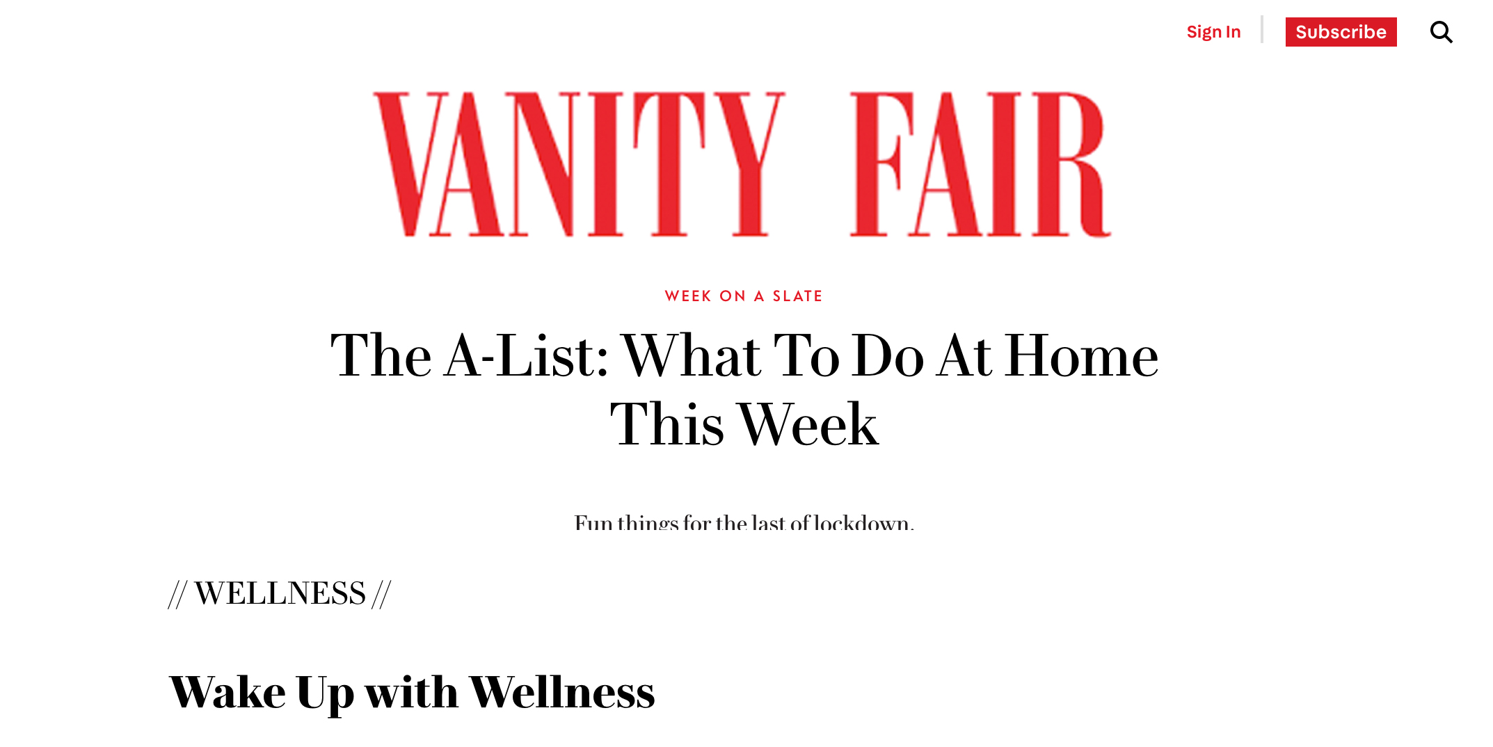 Vanity Fair Magazine The AList, 04/04/2021