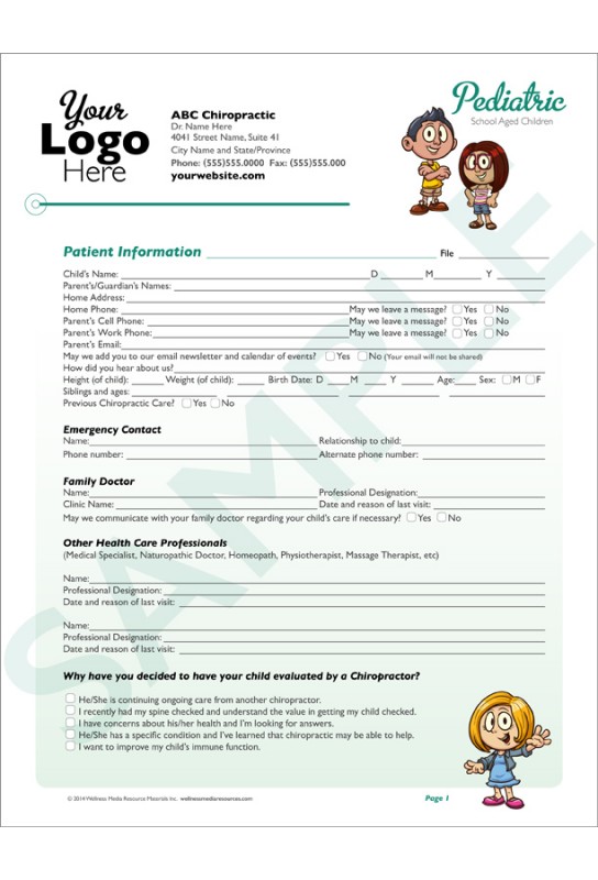 Chiropractic Child Intake Forms