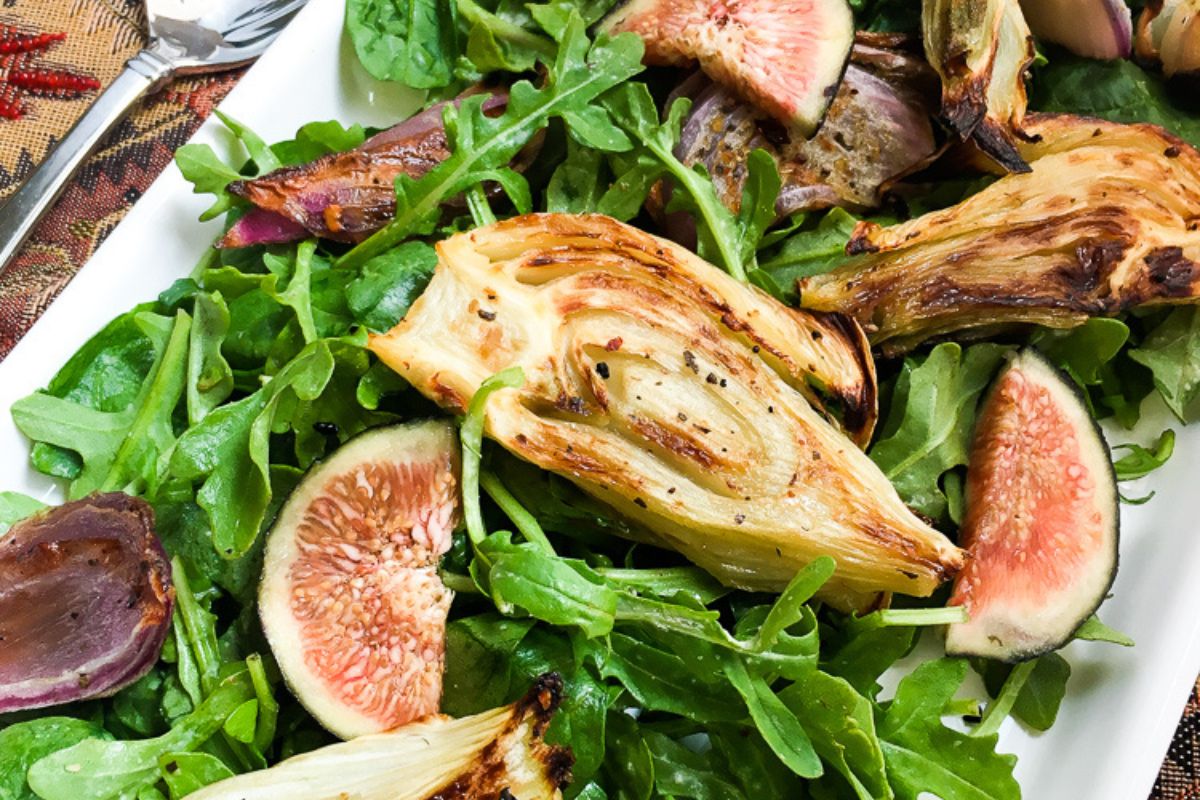 Roasted Fennel Salad with Lemon Tahini Dressing wellnesssleuth