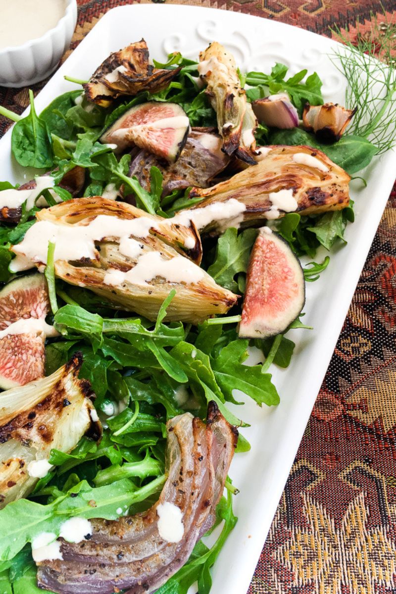 Roasted Fennel Salad with Lemon Tahini Dressing wellnesssleuth